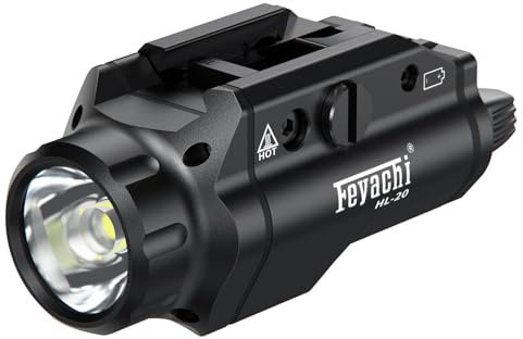 Feyachi HL-20 Pistol Light 1000 Lumen Upgrade LED Weapon Light Compact Rail Mounted Handgun Tactical Flashlight Rail Locating Keys for Picatinny