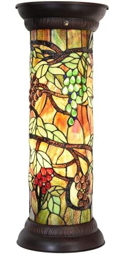 Bieye L30769 Grape Vine Tiffany Style Stained Glass Pedestal Floor Lamp for Decorating, 28 inches Tall