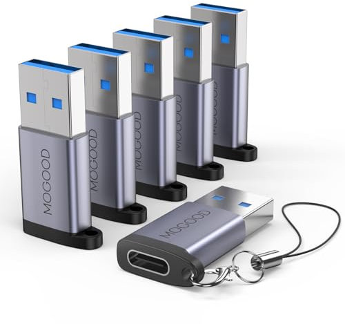 MOGOOD Adaptador USB C Hembra a USB Macho 3.0, USB C Hembra a Tipo A USB Macho Adaptador para Carga Rápida y Sincronización de Datos, para Apple Magsafe Watch 7/8 Compatible con iPhone iWatch AirPods