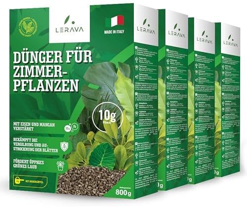 LERAVA® Engrais Plantes Vertes Intérieur - 4x800g - Engrais Plante Verte Interieur Bio avec Fer et Manganèse - Parfait pour Plantes Vertes Intérieur et Extérieur - Engrais Plantes Vertes, Engrais Vert