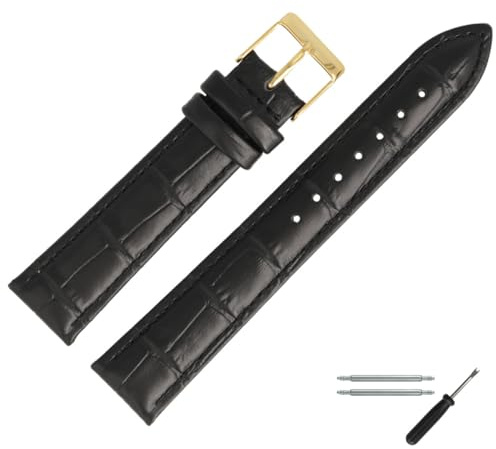 MARBURGER Uhrenarmband 18mm Leder Alligator Prägung Mit Naht - Werkzeug Montage Set 27718