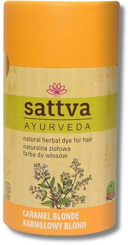 Sattva Ayurveda Natürliche Haarfarbe - Henna Haarfarbe für Allergiker - Bio Pflanzenhaarfarbe für Naturhaarfarbe, Volumen und Glanz - Doppelte Portion- ECOCERT (Caramel Blond, 150)