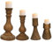 Lot de 4 bougeoirs en bois pour pilier, bougeoirs en bois, centre de table, décoration vintage sur pied