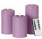 ANGELLOONG Real Wax LED Candles Flickering, Flameless Battery Operated Candle with Remote, Pillar Electric Timer Candles for Home Holiday Decor, Purple, XPXW3X456-P