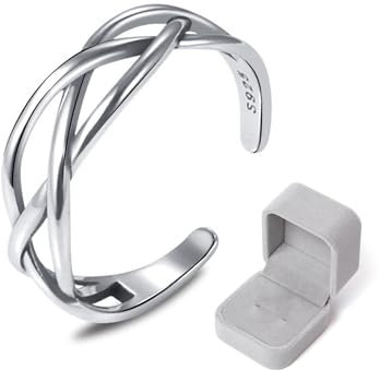 KRYMSON 1 Stück verstellbarer Ring, kommt mit grauer Schmuckschatulle, Vintage-Ringe, Damenringe, Damenschmuck, Silberringe, Unisex-Ringe, Urlaubsgeschenke