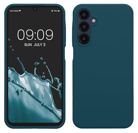 kwmobile Case for Samsung Galaxy A25 Case - Soft Cover - Shockproof Silicone - Wireless Charging Teal Matte