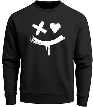Neverless® Sweatshirt Herren mit Aufdruck Motiv Smile Print Rundhals-Pullover Fashion Streetwear