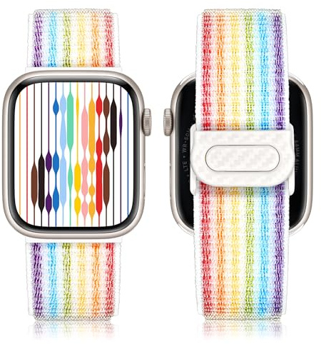 Ocaer Kompatibel mit Apple Watch 42mm 41mm 40mm 38mm 46mm 45mm 44mm 49mm, Sport Nylon Armband für iWatch Series 11 10 9 8 7 6 5 4 Ultra SE 3 2 1, Stoff Geflochtenes Band für Herren Damen(Bunt)
