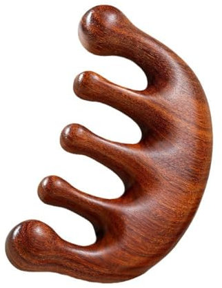 LuLiyLdJ Brosse Massage Cuir Chevelu, Masseur de Tête, Gua Sha Peigne en Bois avec Dents Larges, Masseur à Dents Rondes, 1 Pièce