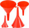 Plastic Funnel Set For Filling Bottles Jars Containers And Cans Wide Mouth Filter Funnels With Ring Holders For Kitchen Use Laboratory Garage Car Liquids Oil Fuel Multipurpose Non Toxic Red (Set Of 4)
