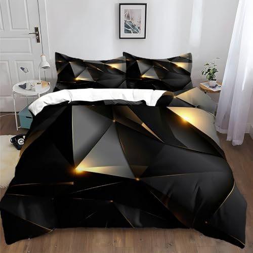 XCQHZYQ Bettbezug Set 180x200 cm Geometrische Dreidimensionale Linien 3 Teilig Bettwäsche Bettbezüge Polyester Baumwolle Bettbezug mit Reißverschluss und 2 Kissenbezug 80x80 cm