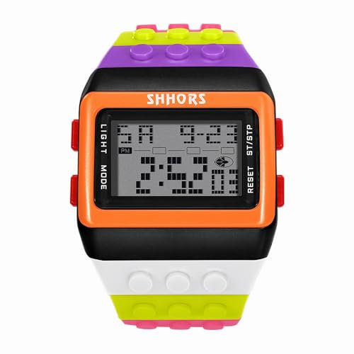 FENKOO Unisex Regenbogen Digital-Armbanduhr (Schwarz)