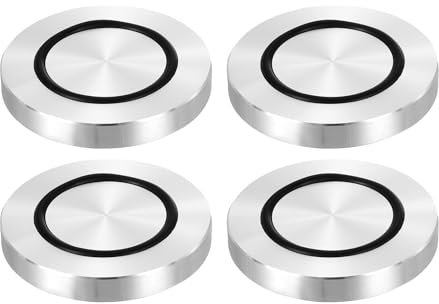 QUARKZMAN Rosca M8 60mm / 2.4 Diámetro 10mm de Espesor Círculo de Aluminio Disco Adaptador de Vidrio 4pcs Patas Redondas de Mesa Sólida Placa de Hardware con Anillo de Goma Antideslizante