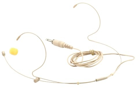 Abaodam Kleiner Kopfhörermikrofon mit Ohrbügel, Beige, 3, 5mm, E05 | Omnidirektional, für Präsentationen und Bühnenauftritte, für Gastgeber und Sänger