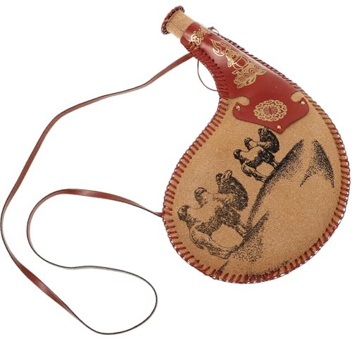 OFFSCH alter Wasserbeutel Wasserbeutel Wasserblase Vintage Bota-Tasche spanische Weintasche Weinflasche mit Trageriemen Weinbeutel mit Deckel Likör-Bota-Tasche Wasserbeutel aus Leder