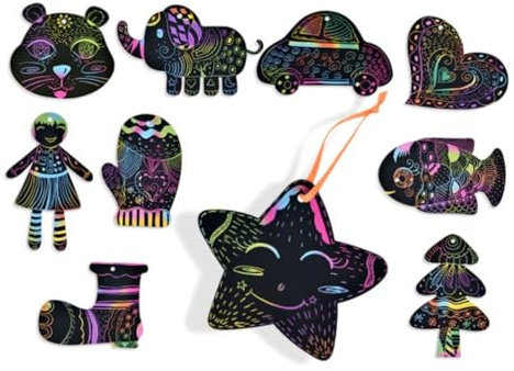 KOMBIUDA Kratzbilder Satz Für Kinder Kratzpapier Zum Malen Mit Kratzstift Diy-kratzkunst Fördert Fantasie