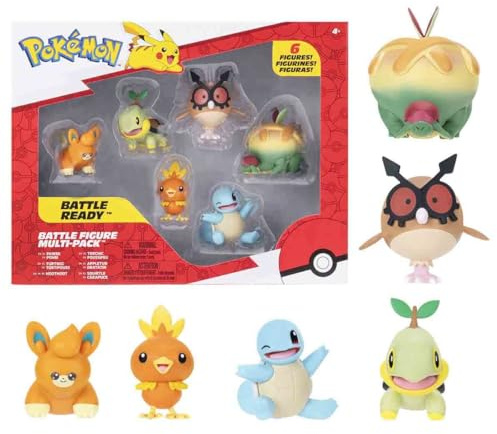 Pokémon Unova Battle Figure 6 Pack - Features 2-Inch Pawmi, Squirtle, Torchic, Turtwig, Hoothoot, and Appleton Battle Figures