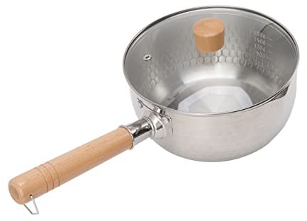 Yukihira Casserole, Poêle Antiadhésive Japonaise, Pot de Nouilles, Lait avec Casserole en Acier Inoxydable, Casseroles avec Manche en Bois pour Poulet Frit, Légumes, Soupe,