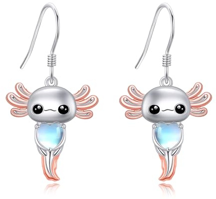 Vadmans Katze Koala Ohrringe Sterling Silber Rosenquarz Mondstein Perlenschmuck Geschenke für Damen Frauen