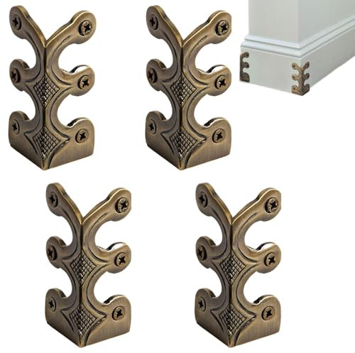 Fenytay 4 Pack Baseboard Protector, Skiffers Baseboard Corner Protectors - Metal Skiffers Edge Guards Corner Protectors - Decorative Protector Cover, Solid Brass Skirting Board Corner Protectors