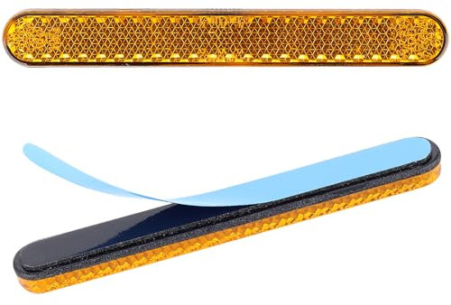 Cretassion 2 Stück Motorrad Fahrrad Reflektor E4-Geprüft, Rechteckiger Reflektor Rückstrahler Katzenauge hinten Selbstklebend Rückstrahler Reflektierend Gelb