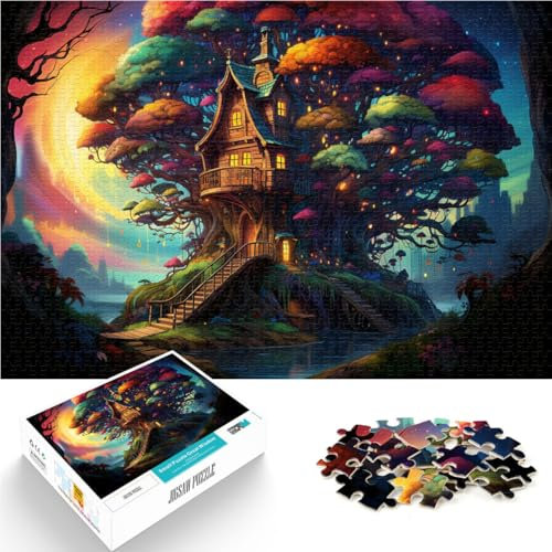 1000-teiliges Puzzle für Erwachsene, Baumhaus im Wald, Lernpuzzle, 38x52 cm, zum Stressabbau, schwierige Herausforderung