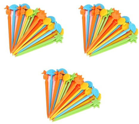 THXFUNAREA 60 Piezas Finger Food Kids Mini Cartoon Bento Frutas Tenedores Palillos Comida Niños Cake Picks Accesorios Pinchos Dulces Adultos Postre Fruta Niños Halloween Christmas Party