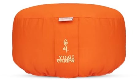 Yogimudra Ersatzbezug für Yogakissen rund Ø33x20 cm – Kissenhülle aus 100 % Baumwolle mit Kordelzug – Bezug für Meditationskissen – waschbar, atmungsaktiv, ohne Füllung – 1 Stück Yogazubehör (Orange)