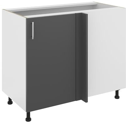 haaus Eckunterschrank Karo, anthrazit/weiß, 98 x 50 x 80 cm