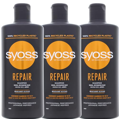3 x Syoss Repair Shampoo jeweils 440ml für Trockenes Haar Repariert & Schützt