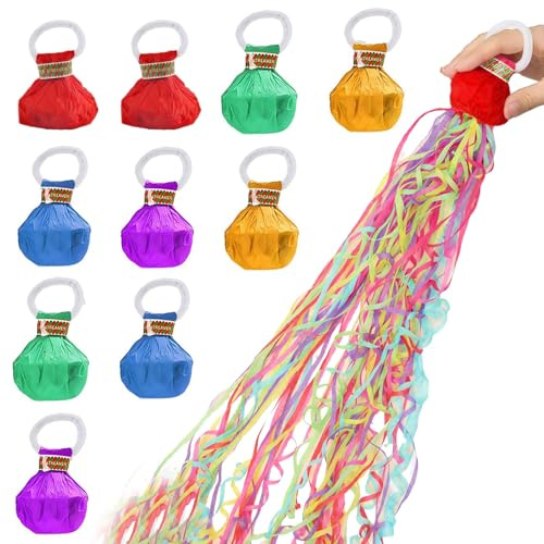 12 Stück Luftschlangen Wurf, Hand Werfen Konfetti Party Luftschlangen, Luftschlangen Geburtstag für Hochzeit Geburtstag Aufführungen Weihnachten Halloween