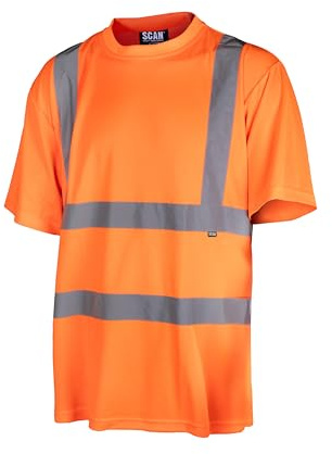 SCAN Hi-Vis T-Shirt - High Visibility Safety Workwear with Reflective Tape, UPF 40+, 100% Recycled Polyester, EN ISO 20471 Class 2, RIS-3279-TOM Compliant – Orange