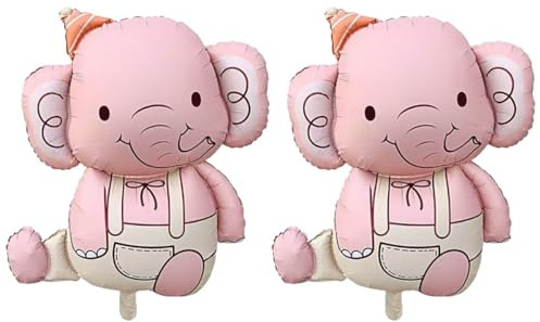 Elefant Luftballons Mattes Elefant Ballon 2 Stück Tierballons Elefantenballon Happy Birthday Luftballons Geburtstag Große Helium Folie Ballon Jungle Geburtstag Deko Jungen Mädchen（Rosa）