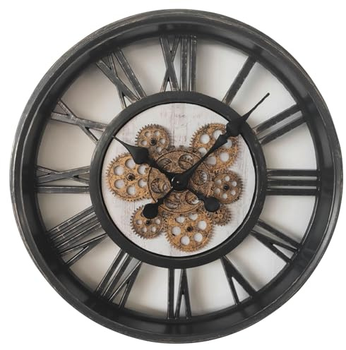 Wanduhr - Schwarz - Goldgelb - Ø 51 cm - Kunststoff - Glas