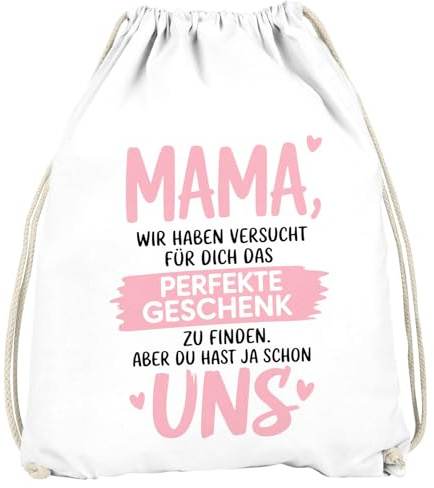 MoonWorks® Turnbeutel Spruch Geschenk lustig Geschenkidee Bonus-Mama Oma Gymbag Baumwollte Weiss unisize