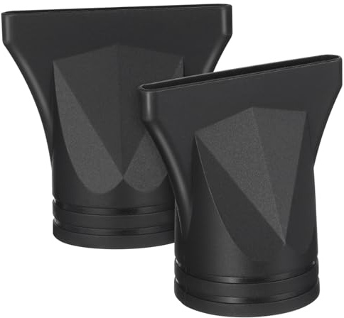 Beccuccio Phon Nero in Plastica e Nylon, 2 Pezzi, 4.6cm | Controllo del Flusso e Finitura Opaca, per Asciugatura Precisa a Casa, su Ciocche Corte