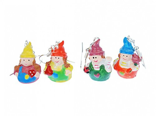 Miniblings Zwerge Trolle Ohrringe Hänger Zwerg Wald Fantasy Wichtel Miniatur - Handmade Modeschmuck I Ohrhänger Ohrschmuck versilbert