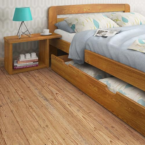 Nodax Formula Range Bed with Storage - Small Double Bed Frame, Wooden Pine Bed Frame with 2x Beside Units & 150 cm Under Bed Storage Drawer, Strong Bedroom Furniture | (4ft, Oak)