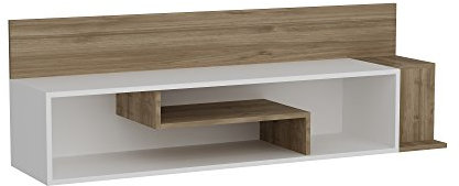 moebel17 TV Board Lowboard Fernsehtisch Fernsehschrank Sideboard, Fernseh Schrank Tisch für Wohnzimmer I Weiß Walnuss I Stream 1674 I 161,8 x 39 x 52,8 cm