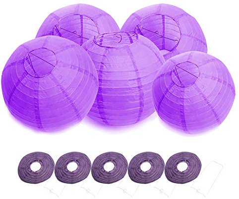 FullBerg 20 Stücke Papier Laterne Lampions rund Lampenschirm Hochtzeit Dekoration Papierlaterner Papierlampen für Party Garten 8(20cm) (Dunkelviolett)