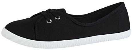 Elara Damen Ballerinas Sneaker Schnürer Chunkyrayan BD1413 Schwarz-39