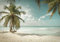 Forwall - Vlies Fototapete Strand Meer Sand Palmen Tropen Natur Landschaft 416x254 cm - Fototapeten - Tapeten - für Wohnzimmer Schlafzimmer - Vliestapete Wandtapete Tapete 3D Effekt- inkl. Kleister
