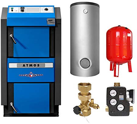 ATMOS KS3389 DC50 GSE Holzvergaserkessel - Komplett-Set mit 2 Pufferspeicher 1000L und Kombispeicher 1000L + 1 SWT, inkl. Isolierung