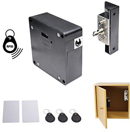 ETEKJOY Serrure électronique RFID cachée à monter soi-même pour armoire en bois, casier, tiroir, armoire avec 5 cartes à puce / étiquettes