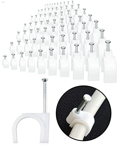 FIXSON Cable Wire Clips (100 pcs), 6mm, for Ethernet, Coaxial, TV Cable, Wall Mount, Cable Management