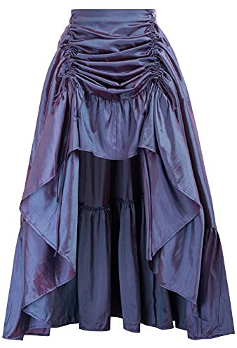 Scarlet Darkness Jupe pour Femme, Style Gothique, Steampunk et Pirate, Coupe trapèze - Bleu Marine, Taille XL