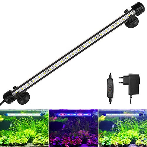 BELLALICHT LED Aquarium Beleuchtung - Aquarien Lampe [RGB-Weiß Licht] mit eingebautem Timer, Dimmbar 10 Helligkeitsstufen IP67 Wasserdicht Light für Fisch Tank Pflanze, L-39C