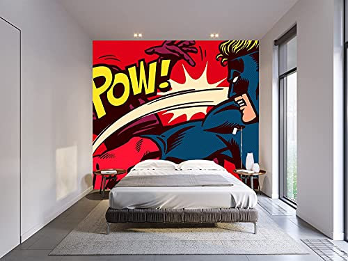 Fototapete Wand Comic Pow! Wandbild, Tapete, Dekoration für Esszimmer, Wohnzimmer, Schlafzimmer