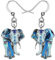 Emaille Legierung Dschungel Elefant Ohrringe Dangle Stud Französisch Clip Mode Schmuck für Frauen Mädchen Charme Geschenk (Blau)