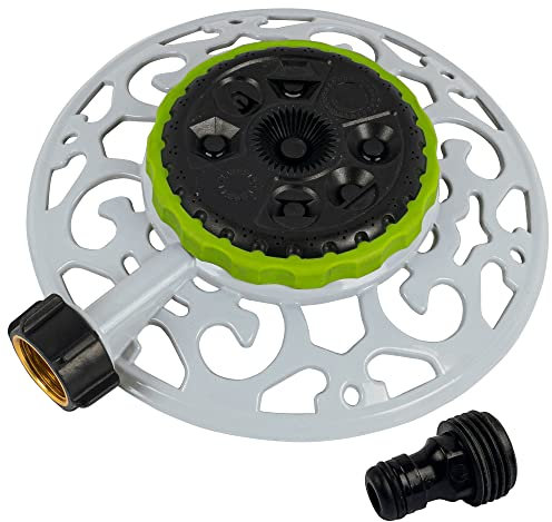 Hourleey Verstellbarer Turret Metall Sprinkler, 8 Modi Fester Rasensprenger für Hof mit Schlauch, Schnellverbindung, Produktadapter für Gartenbewässerung, Bewässerung